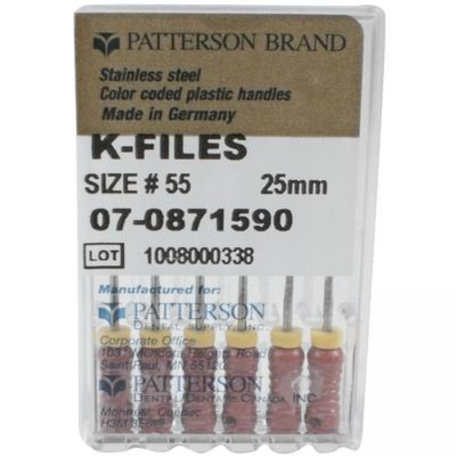 Single Use K-Files – 25 mm Length, 6/Pkg (Size 55, 25 mm, Red)